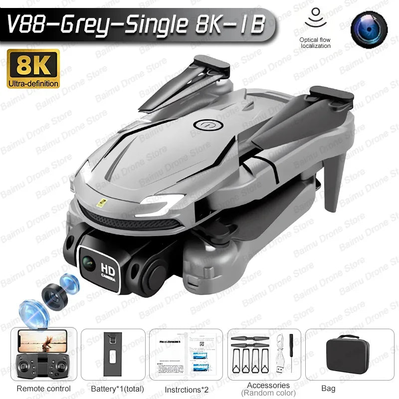 New V888 Brushless Drone 8K Professional HD Triple