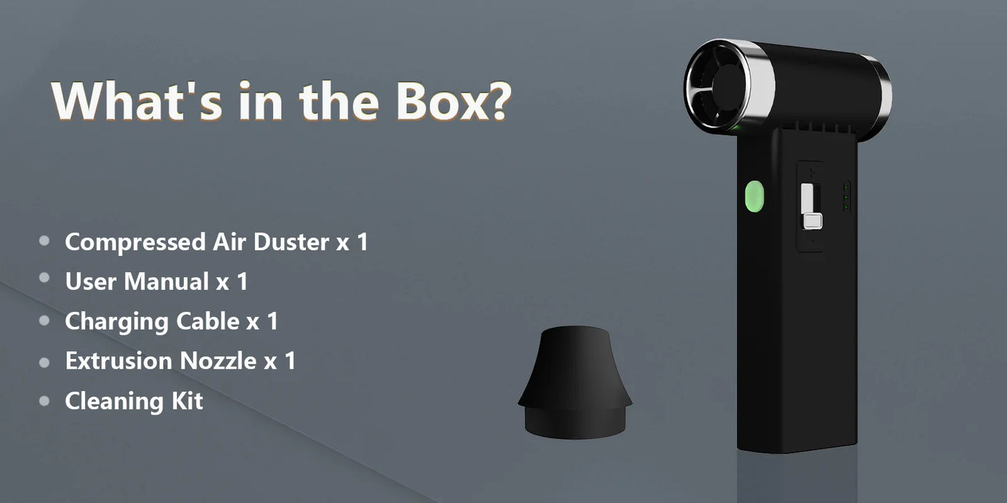 110000RPM Powfull Cordless Compressed Air Duster, Rechargeable Brushless