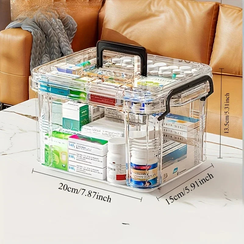 Convenient and Transparent Medicine Organizer Box for Home