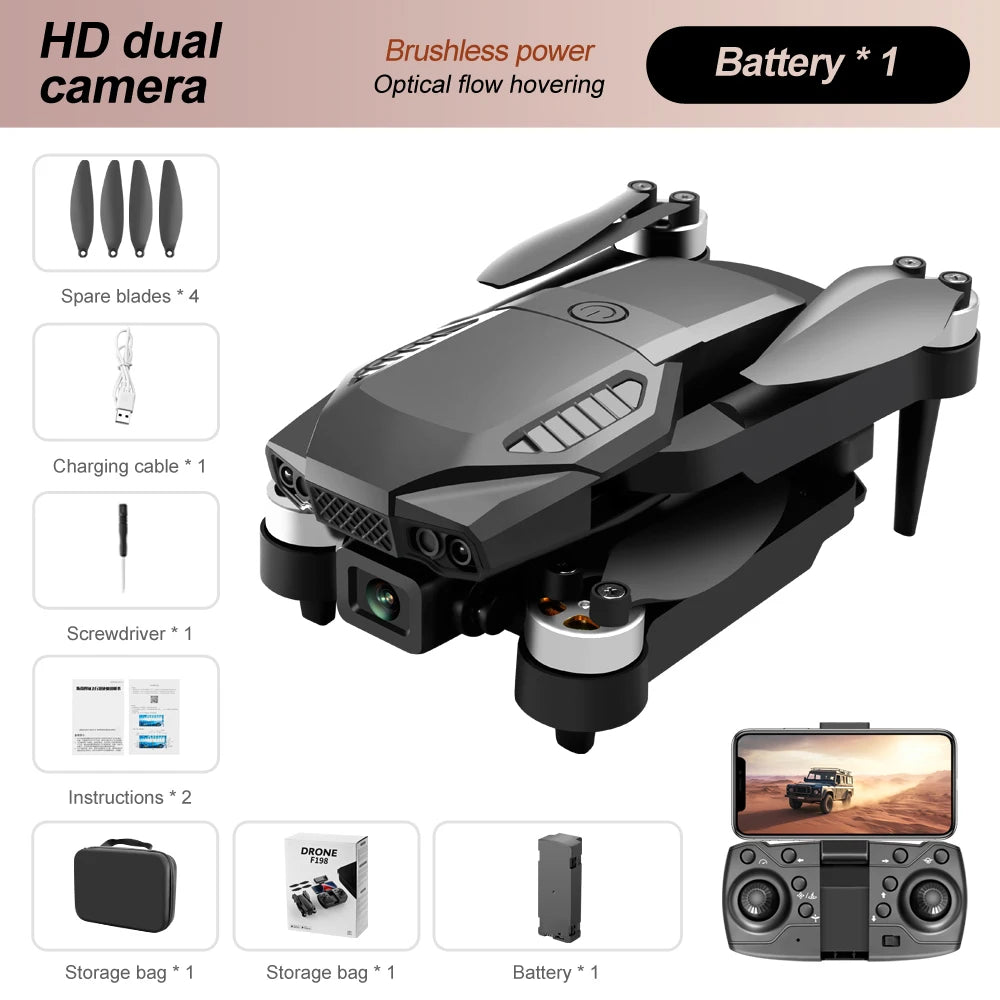 F198 Brushless Drone Optical Flow Positioning Dual Camera
