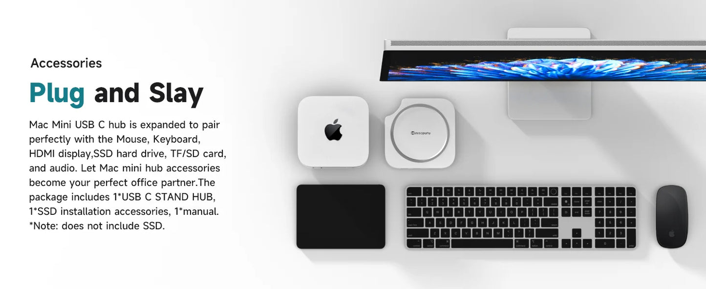 Minisopuru Mac Mini M4 Dock Stand with M.2