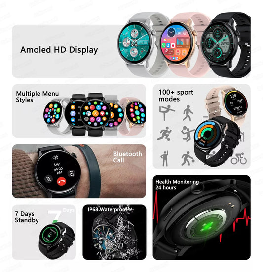 2024 New GPS Smart Watch Women True AMOLED