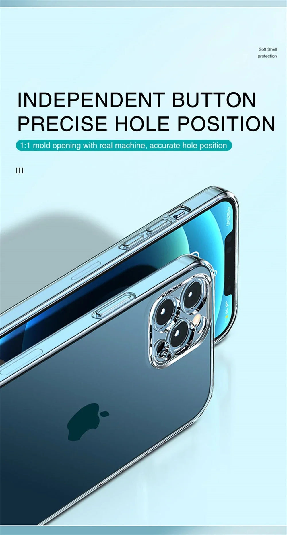 2 PCS Soft Transparent Back Cover for IPhone