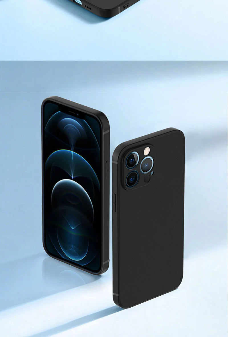 Luxury Black Silicone Matte Phone Case For iPhone
