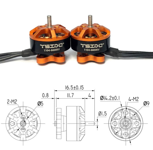 4Pcs YSIDO 1104 7500KV 8600KV Brushless Motor for