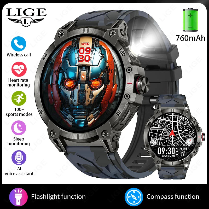 LIGE 760mAh Large Battery Outdoor Smart Watch Men