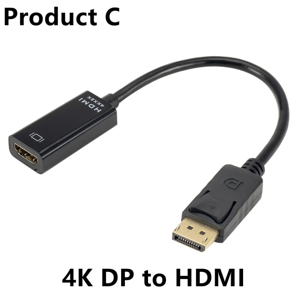 4K DP to HDMI-compatible Adapter Converter DisplayPort to