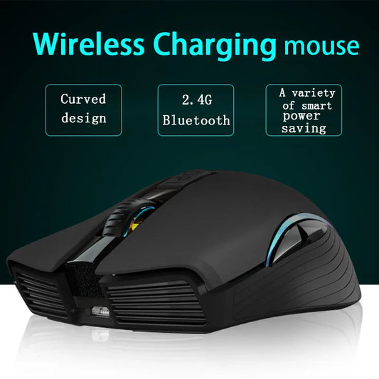 Rechargeable Computer Mouse Dual Mode Bluetooth+2.4Ghz Wireless USB