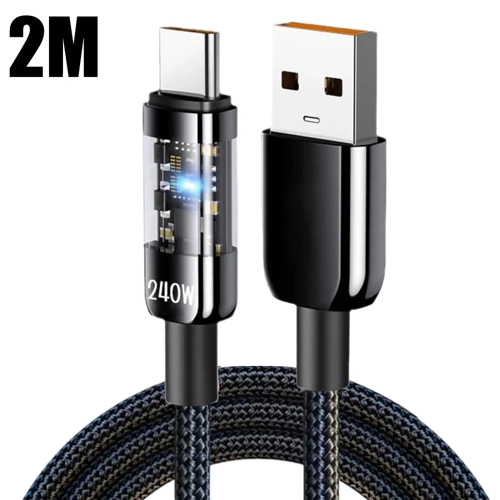 240W 10A Quick Charging USB C Cable Nylon