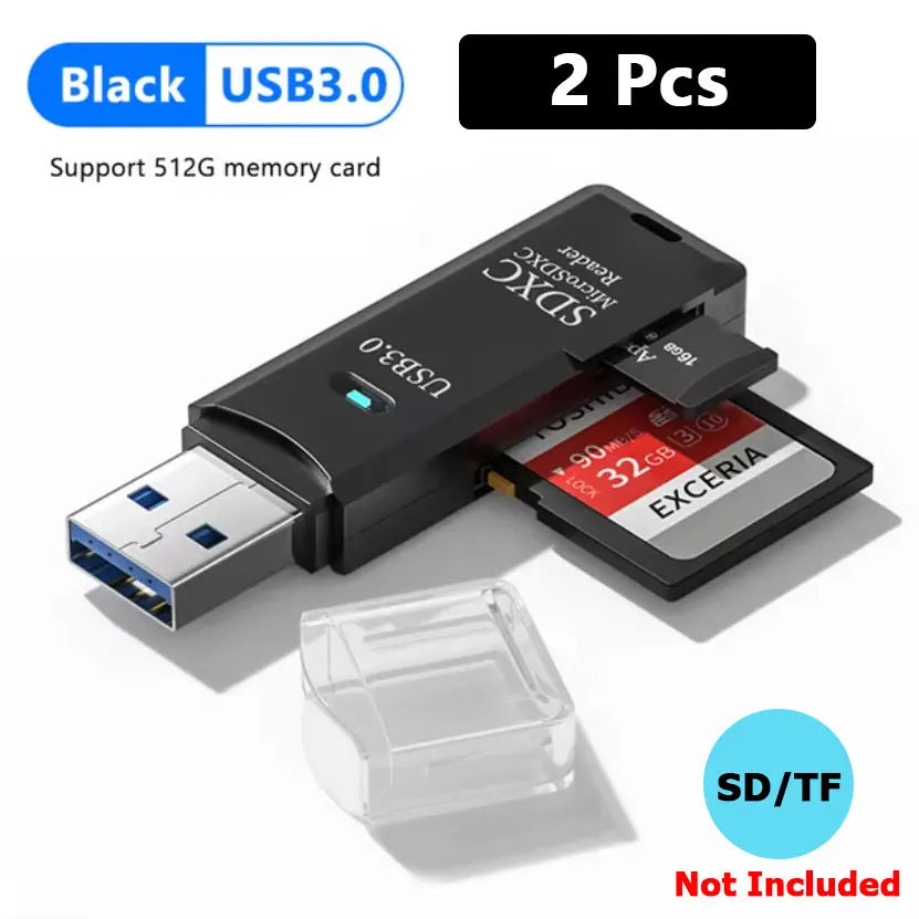 2 Pcs Card Reader USB 3.0 USB to