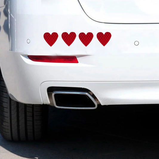 12pcs Heart Shape Reflective Car Stickers Night Warning