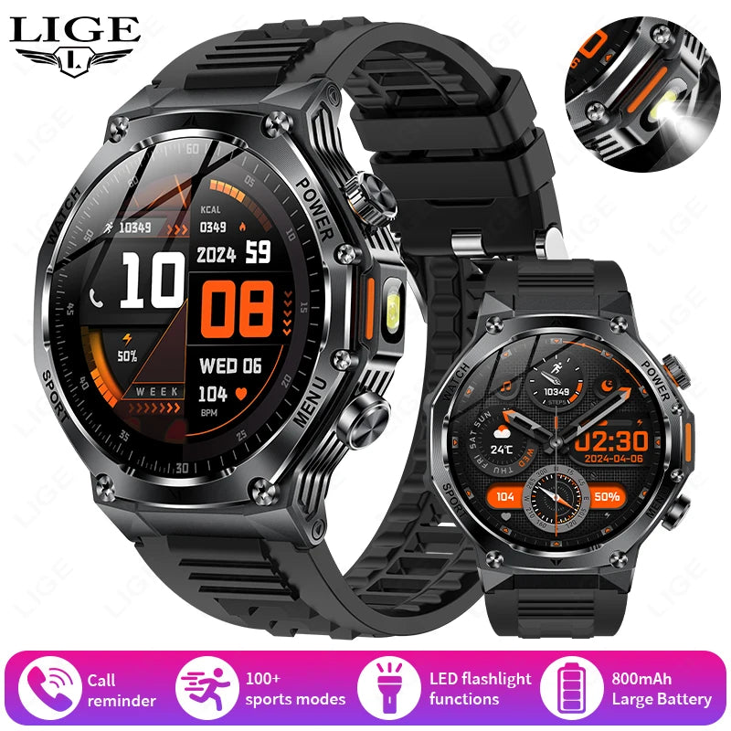 LIGE New Men Smart Watch Bluetooth Calling 800mAh