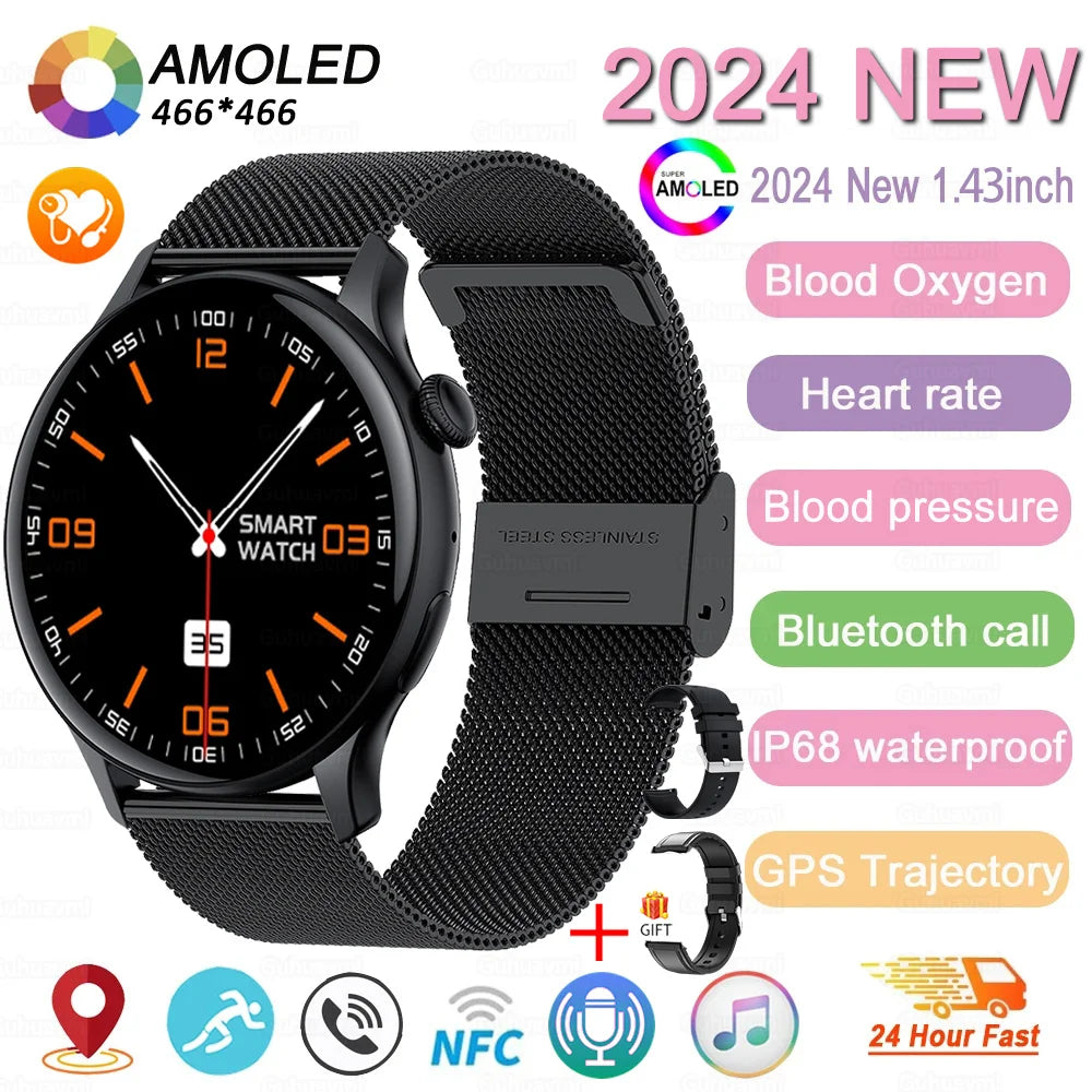 2024 New GPS Smart Watch Women True AMOLED