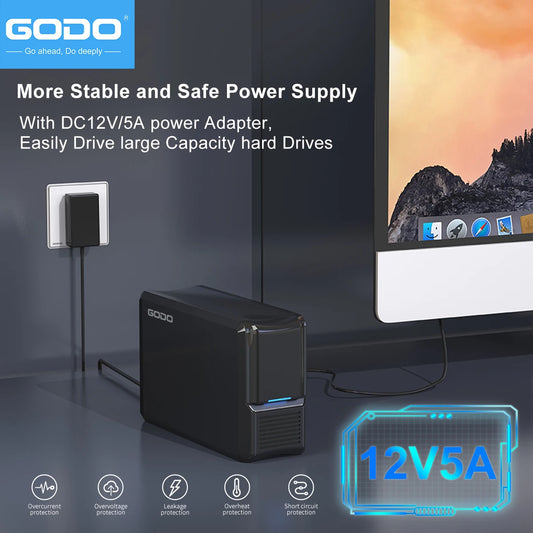 GODO Dual Bay RAID Hard Drive Enclosure 3.5