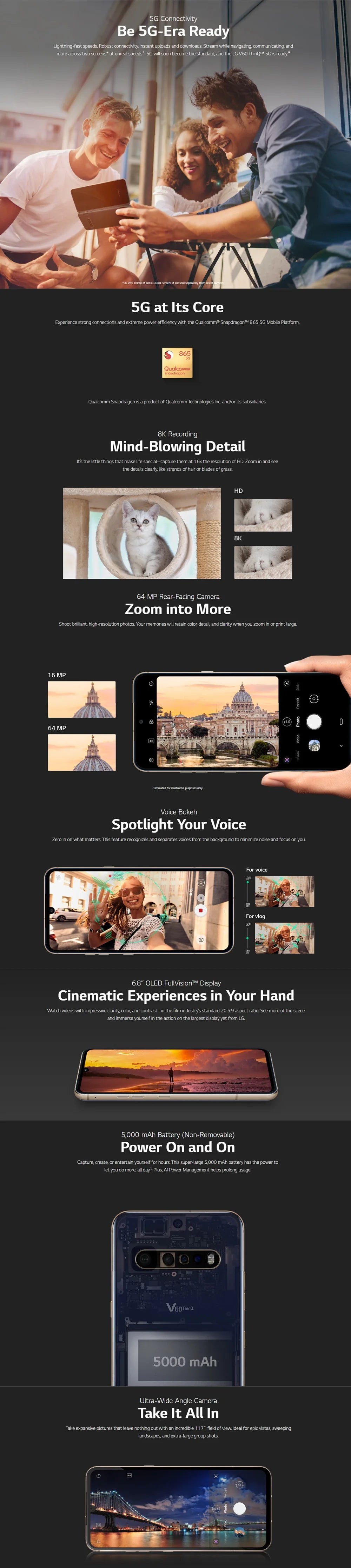 Original Unlock LG V60 ThinQ Dual-Screen V600AM/ V600TM