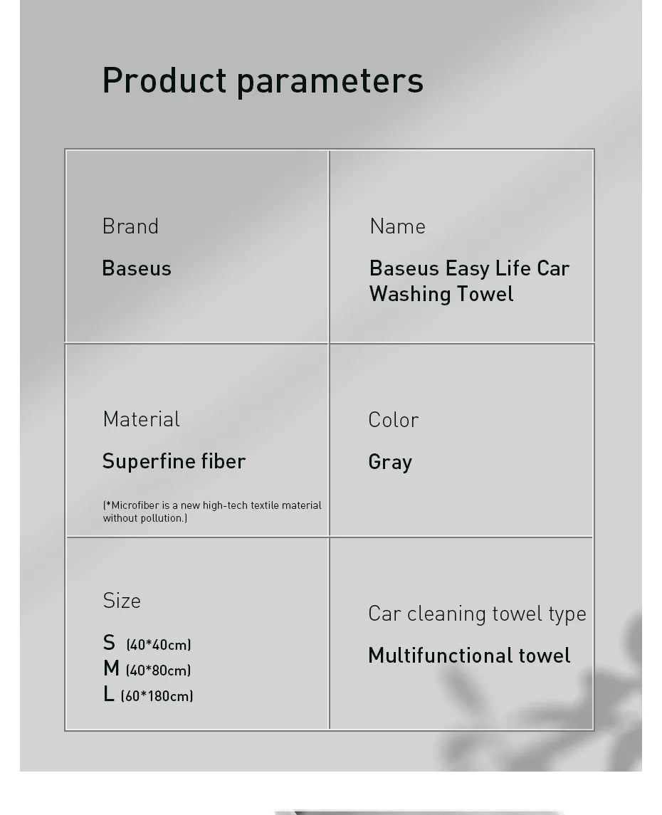Baseus Car Wash Towel Microfiber Auto Cleaning Drying