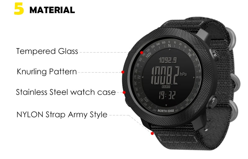 NORTH EDGE Mens Smart Watch Military Army Clock