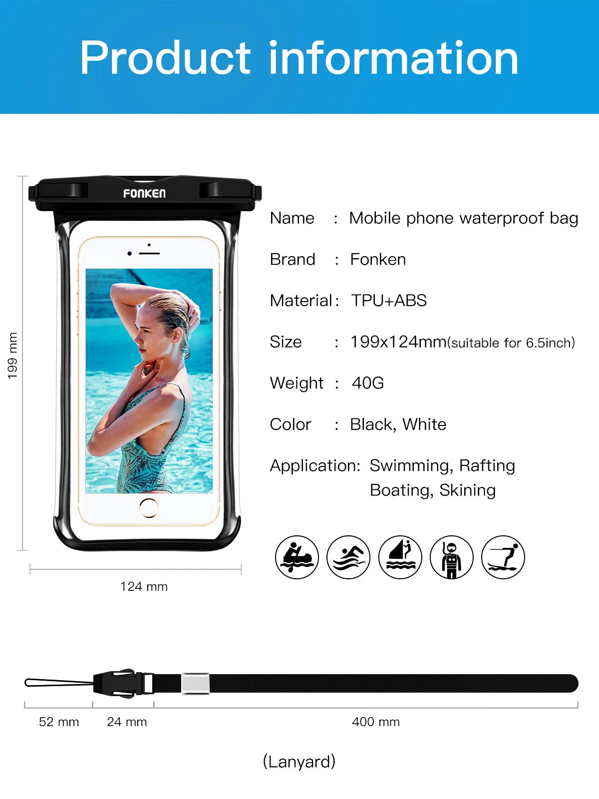 FONKEN Full View Waterproof Case for Phone Underwater
