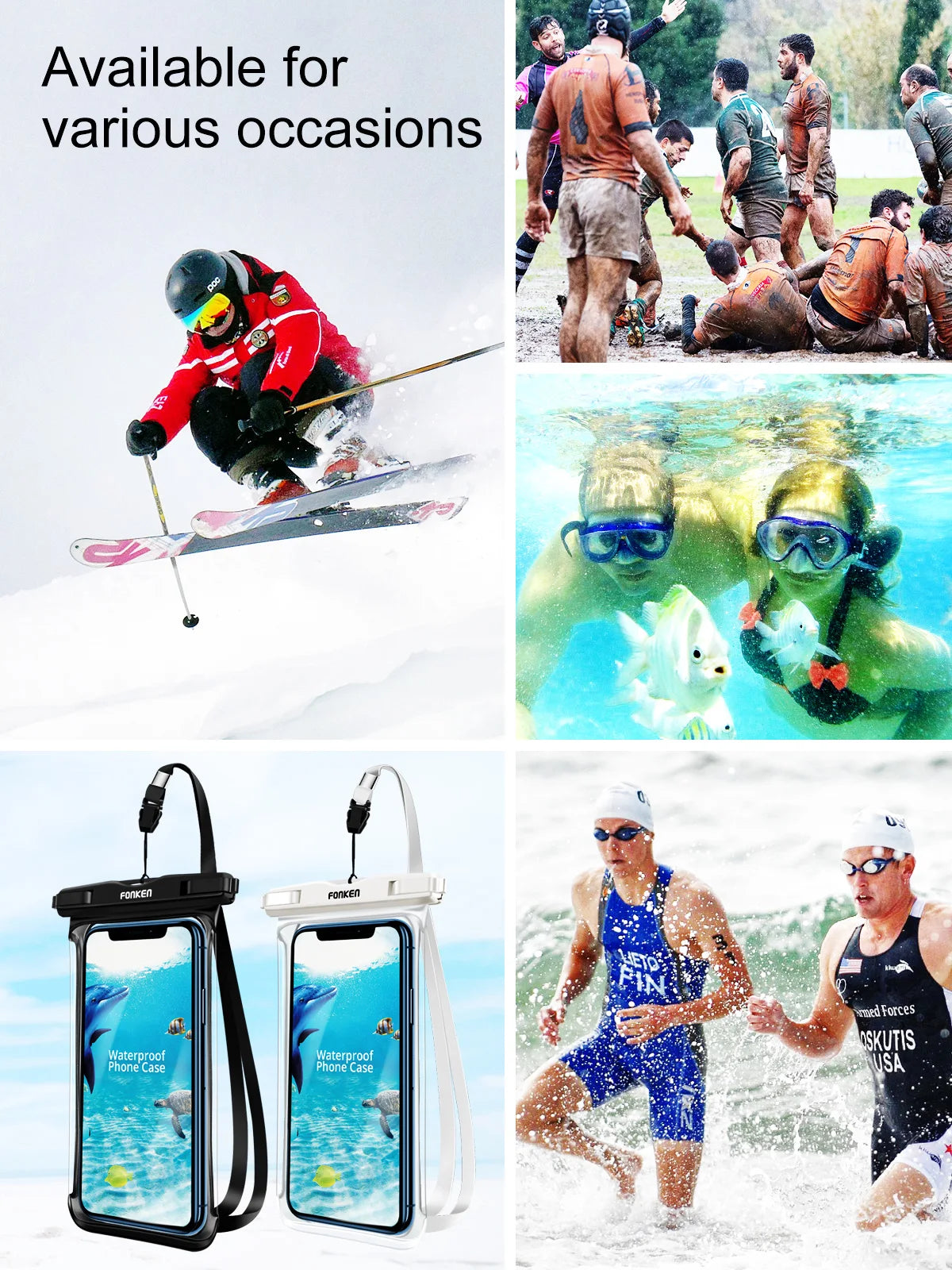 FONKEN Full View Waterproof Case for Phone Underwater