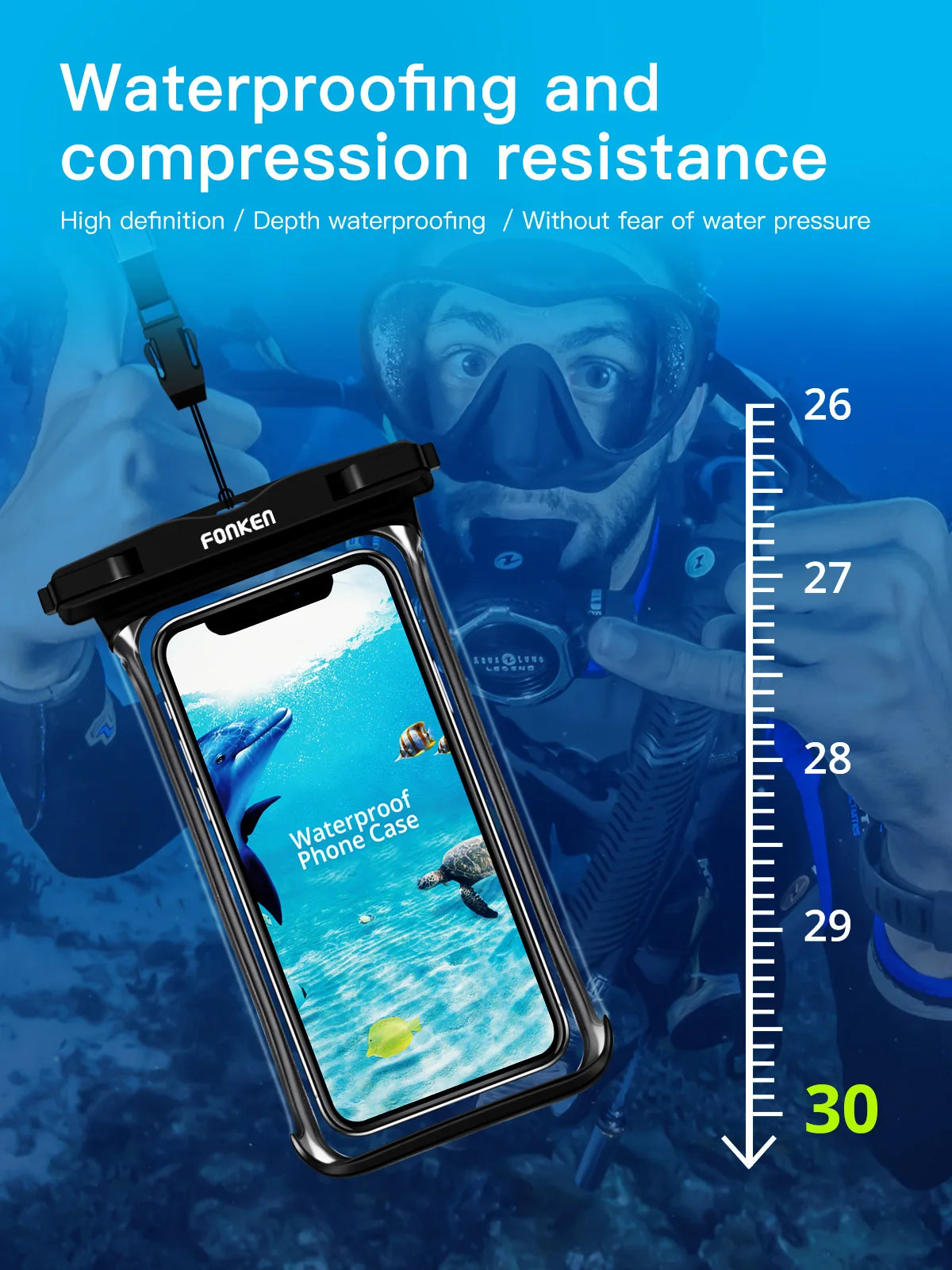 FONKEN Full View Waterproof Case for Phone Underwater