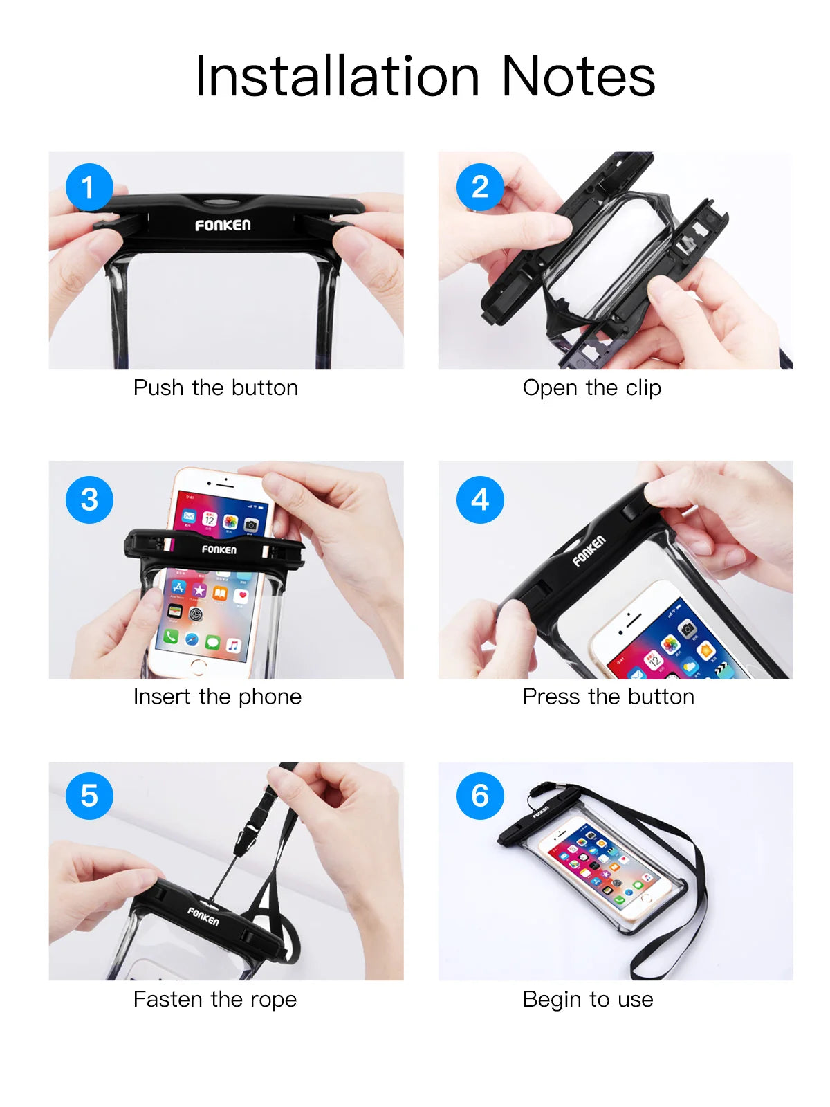 FONKEN Full View Waterproof Case for Phone Underwater