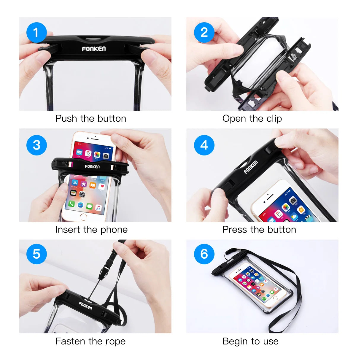 FONKEN Full View Waterproof Case for Phone Underwater