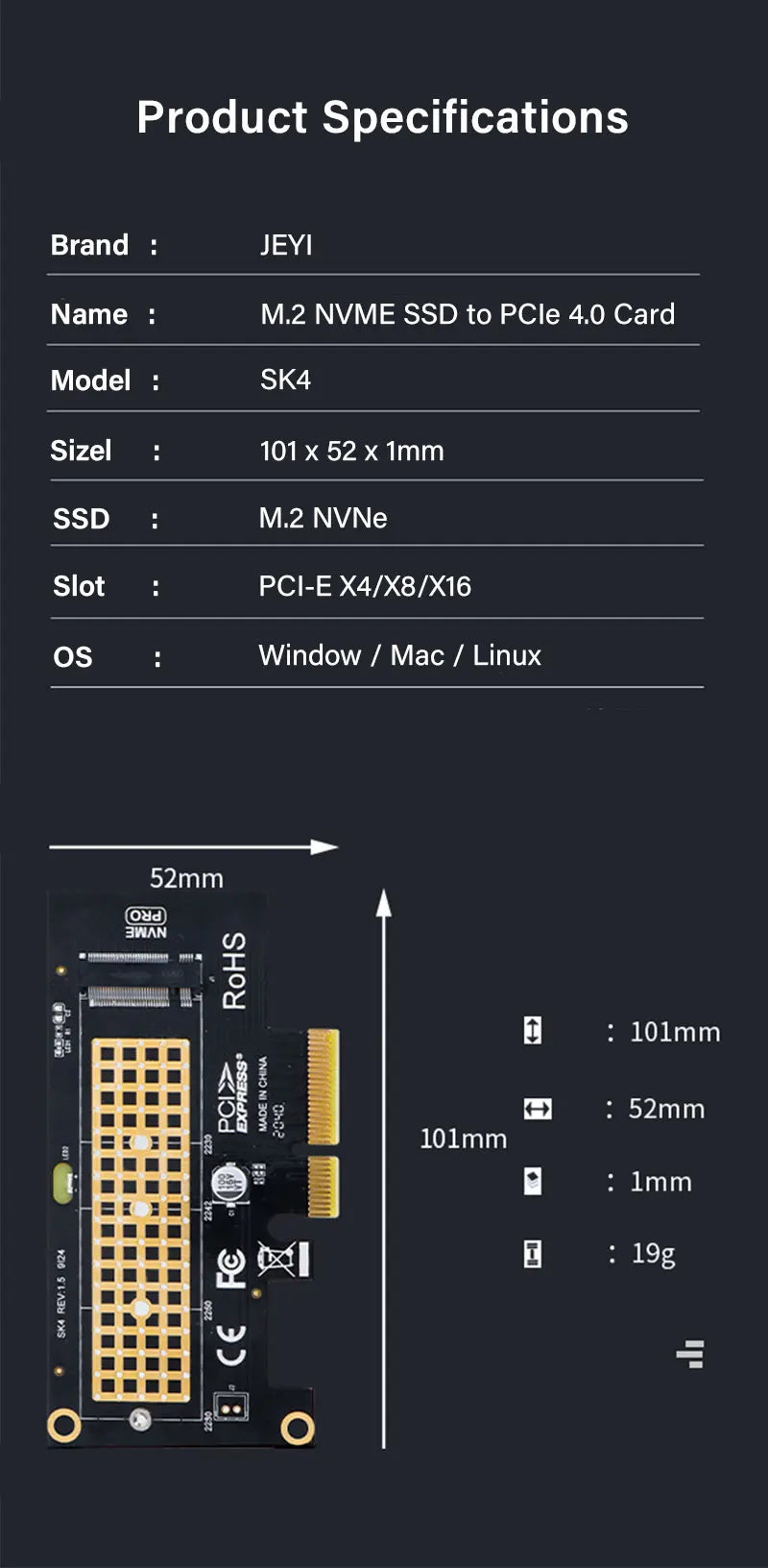 ZoeRax NVME Pro Adapter M.2 NVME Pro SSD