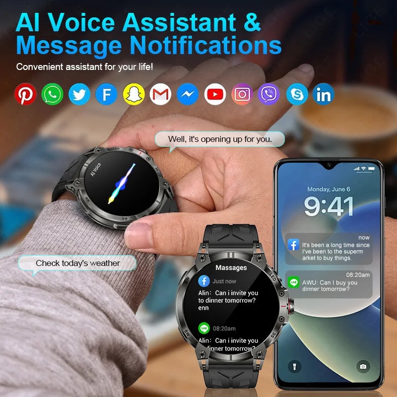 LIGE 760mAh Large Battery Outdoor Smart Watch Men