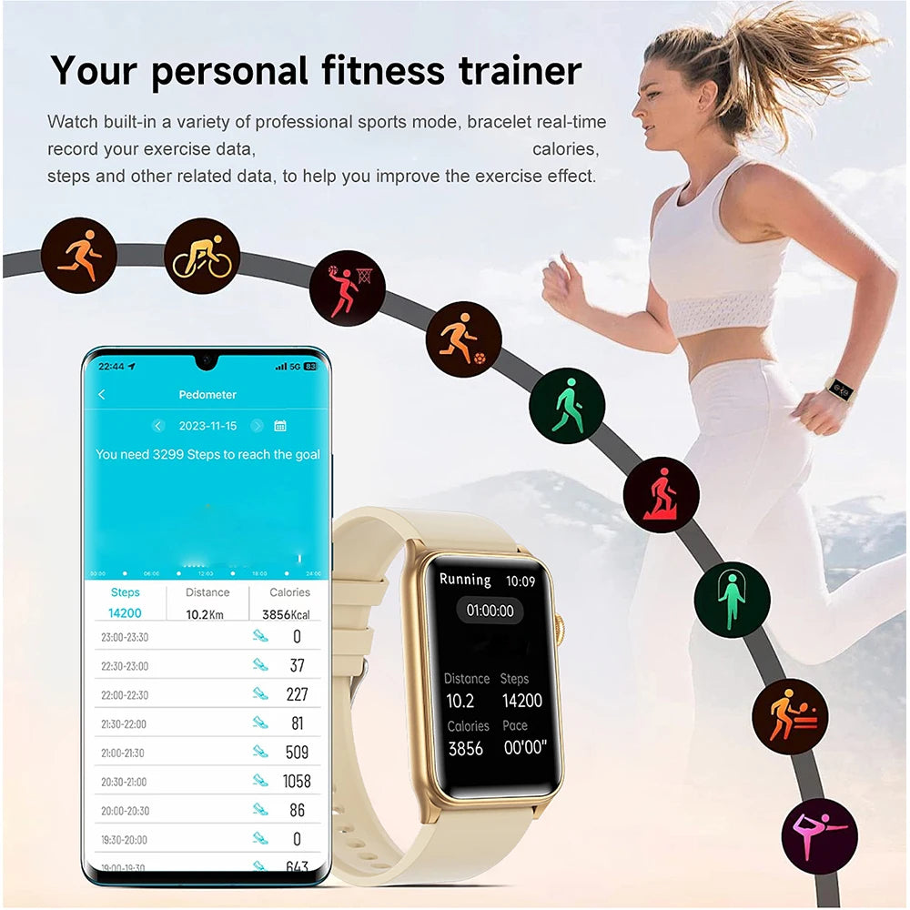 2025 New Smart Watch Men LED Bluetooth Call