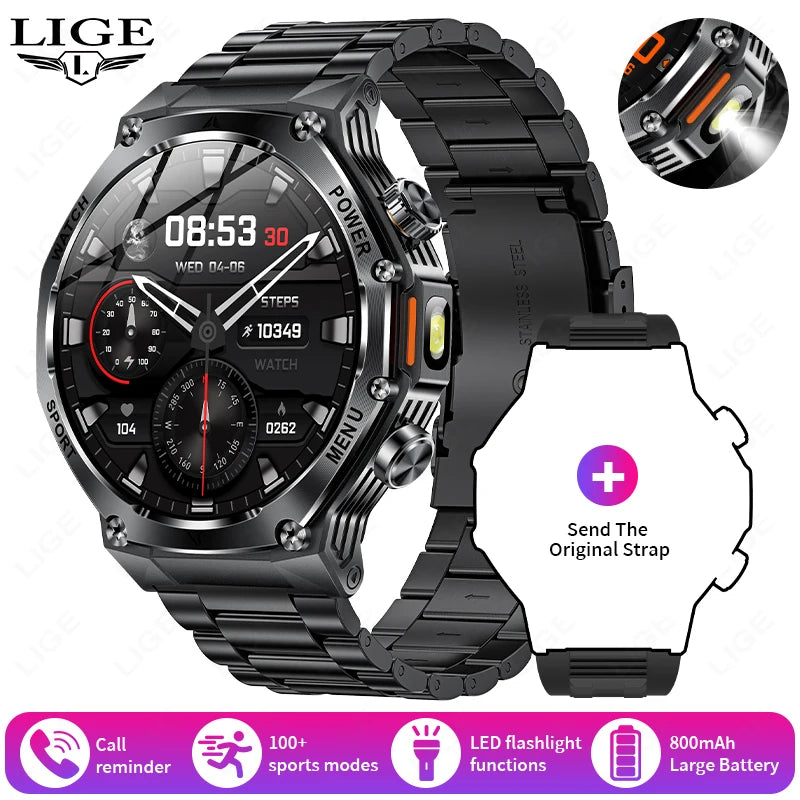 LIGE New Men Smart Watch Bluetooth Calling 800mAh