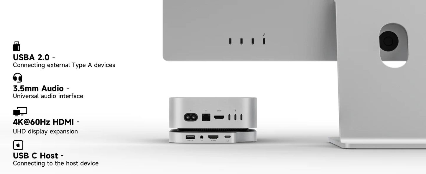 Minisopuru Mac Mini M4 Dock Stand with M.2