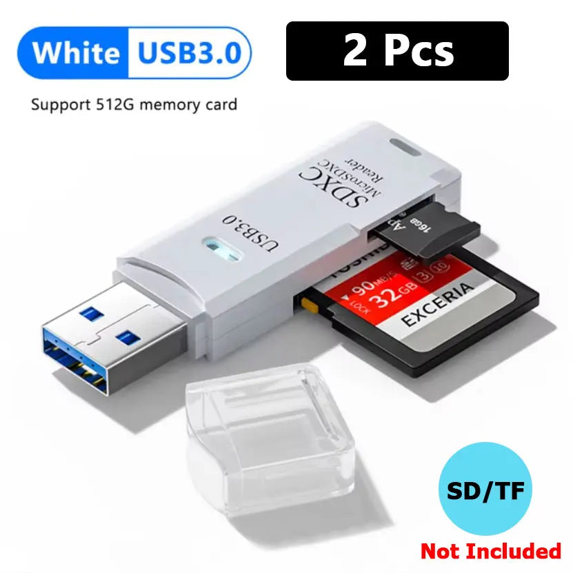 2 Pcs Card Reader USB 3.0 USB to