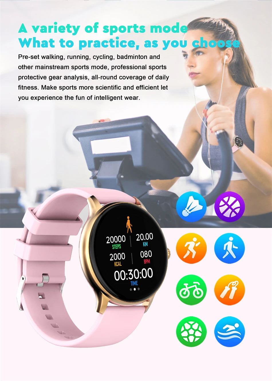 LIGE Women Smart band Watch Real-time Weather Forecast