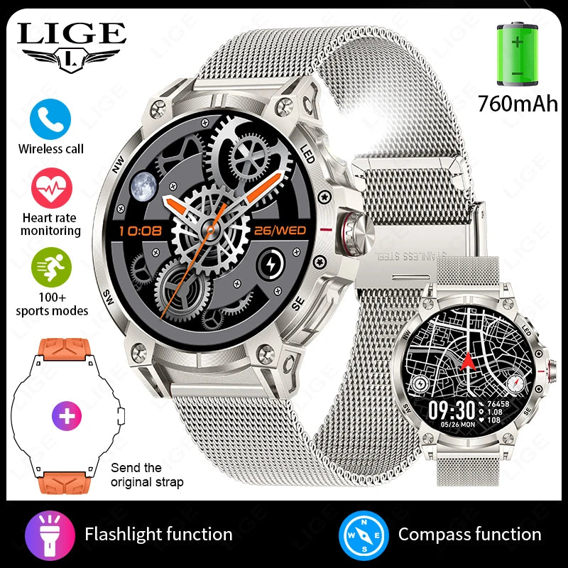 LIGE 760mAh Large Battery Outdoor Smart Watch Men