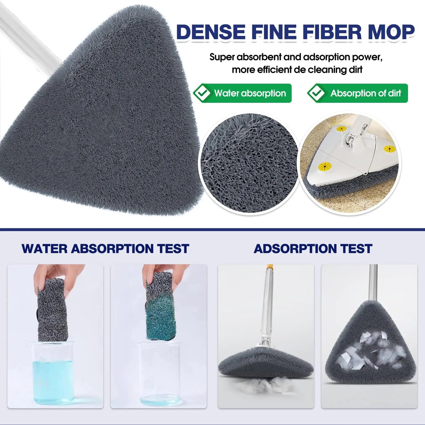 Rotatable Telescopic Triangle Mop 360° Spin Cleaning Mop