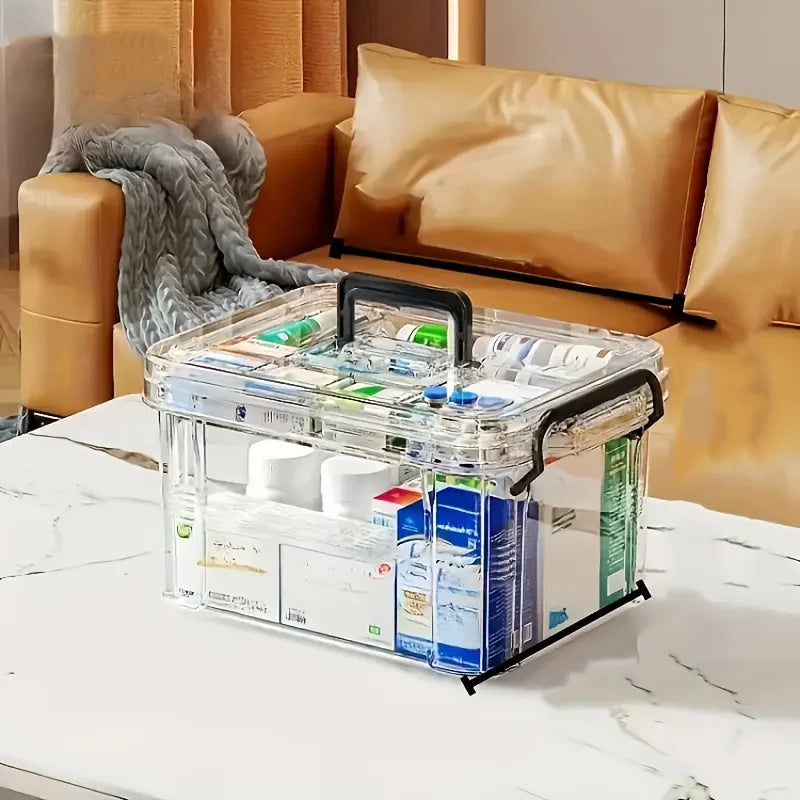 Convenient and Transparent Medicine Organizer Box for Home