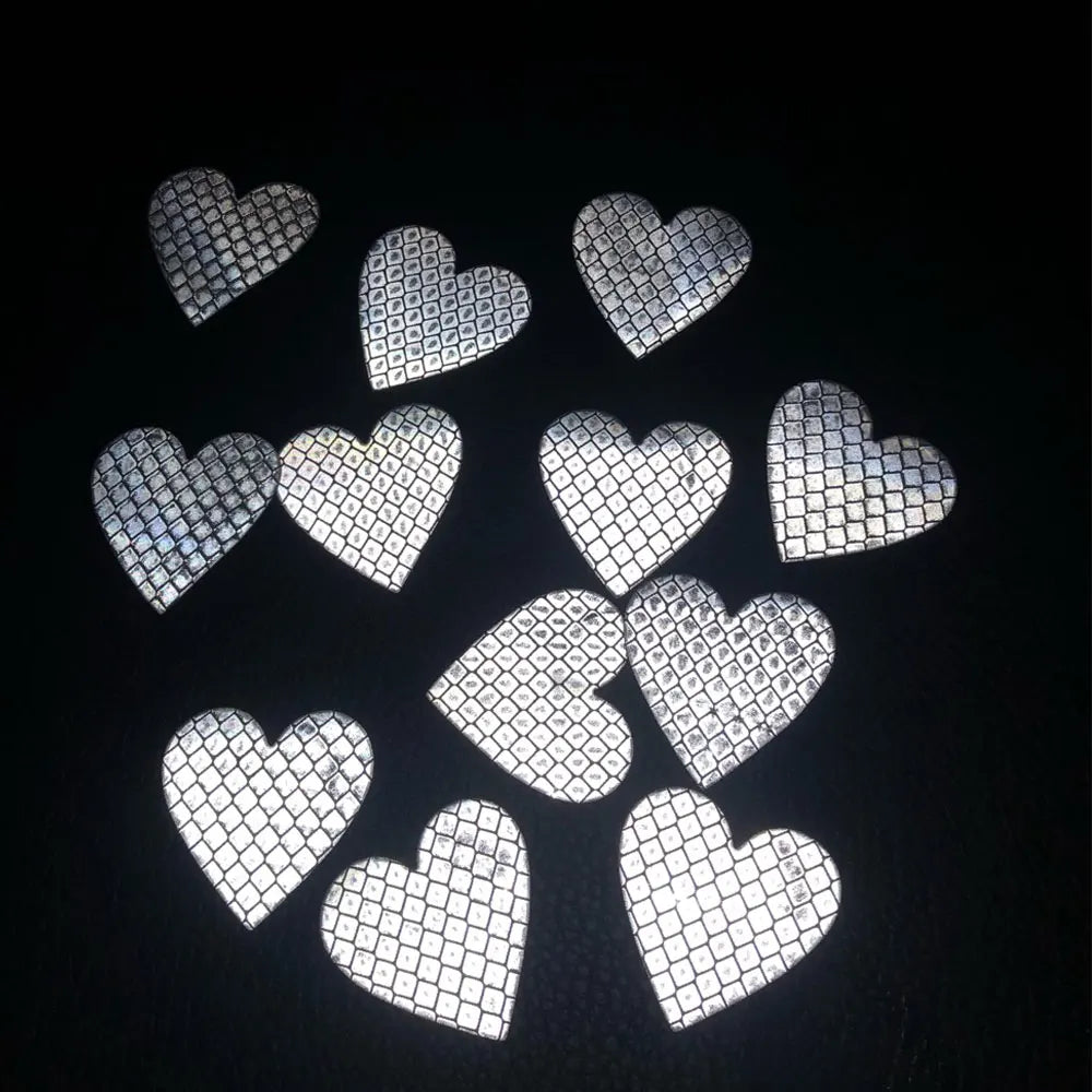 12pcs Heart Shape Reflective Car Stickers Night Warning