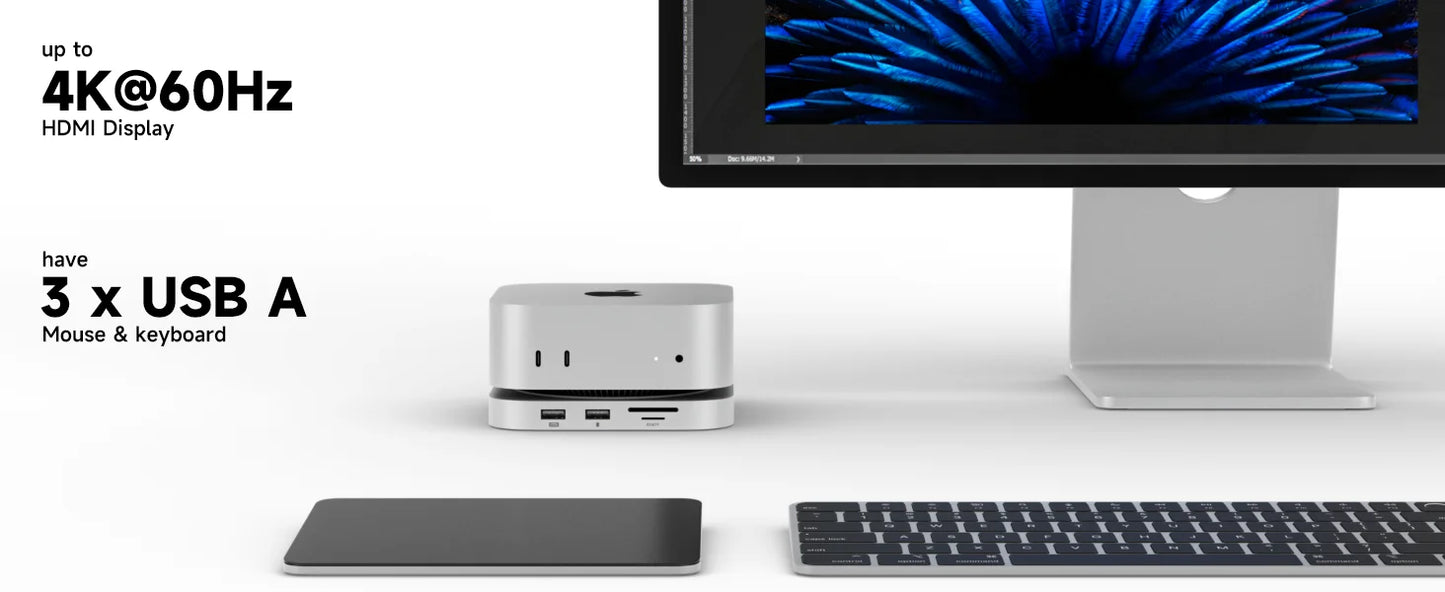 Minisopuru Mac Mini M4 Dock Stand with M.2