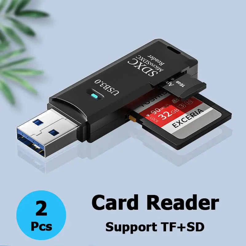 2 Pcs Card Reader USB 3.0 USB to