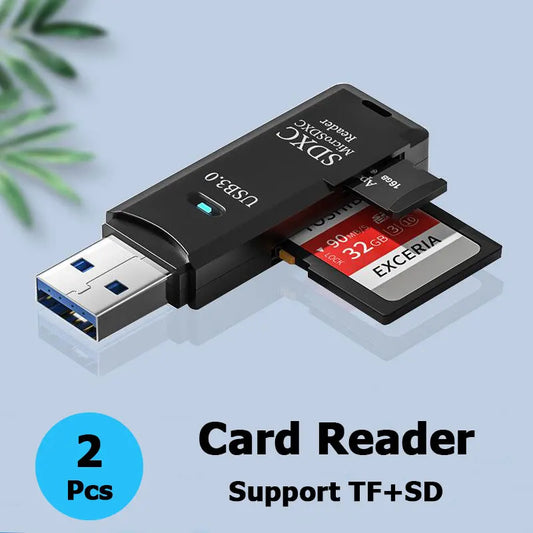 2 Pcs Card Reader USB 3.0 USB to