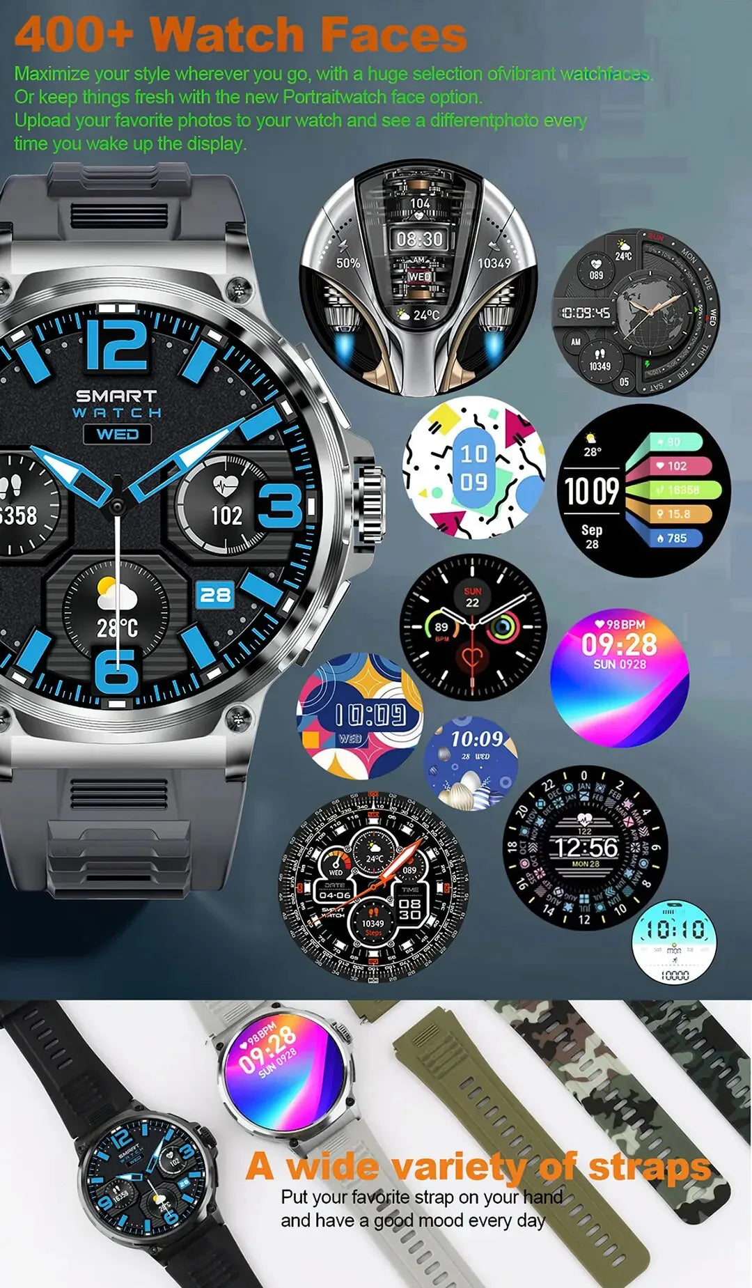 New 710mAh Bluetooth Call Smart Watch Men Sports