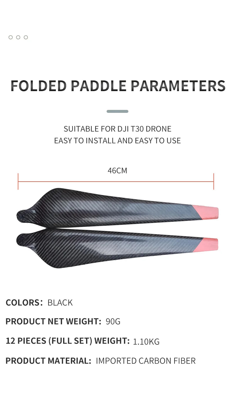 12 Pieces Dji T30 Drone Carbon Fiber Propeller