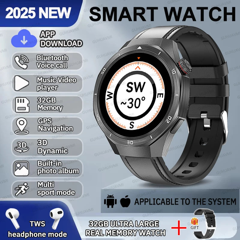 2025 Fashion 32GB Big Memory Men Smart Watch