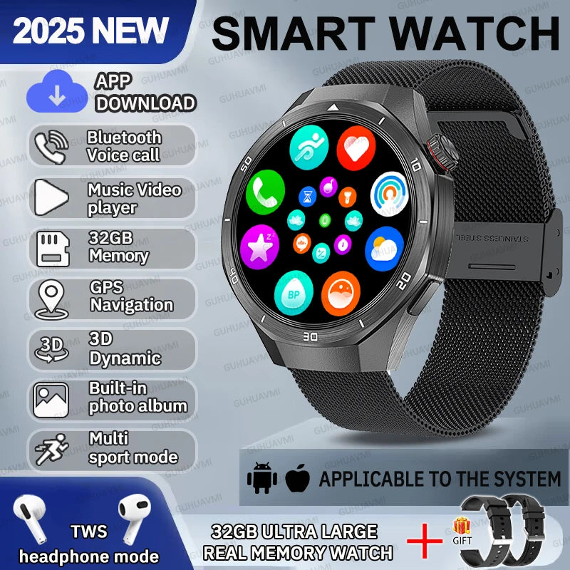 2025 Fashion 32GB Big Memory Men Smart Watch