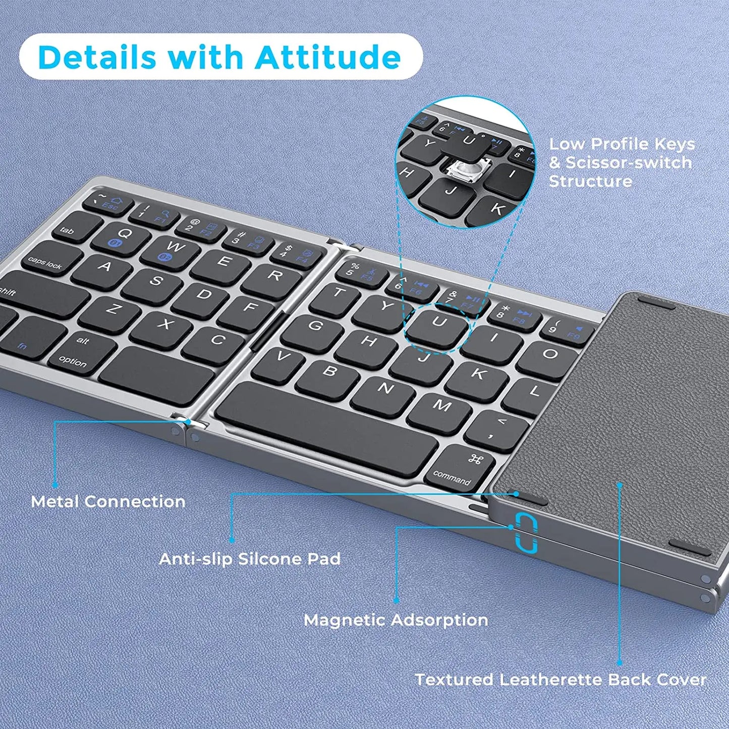 Seenda Foldable Wireless Bluetooth Keyboard Rechargeable Folding Portable