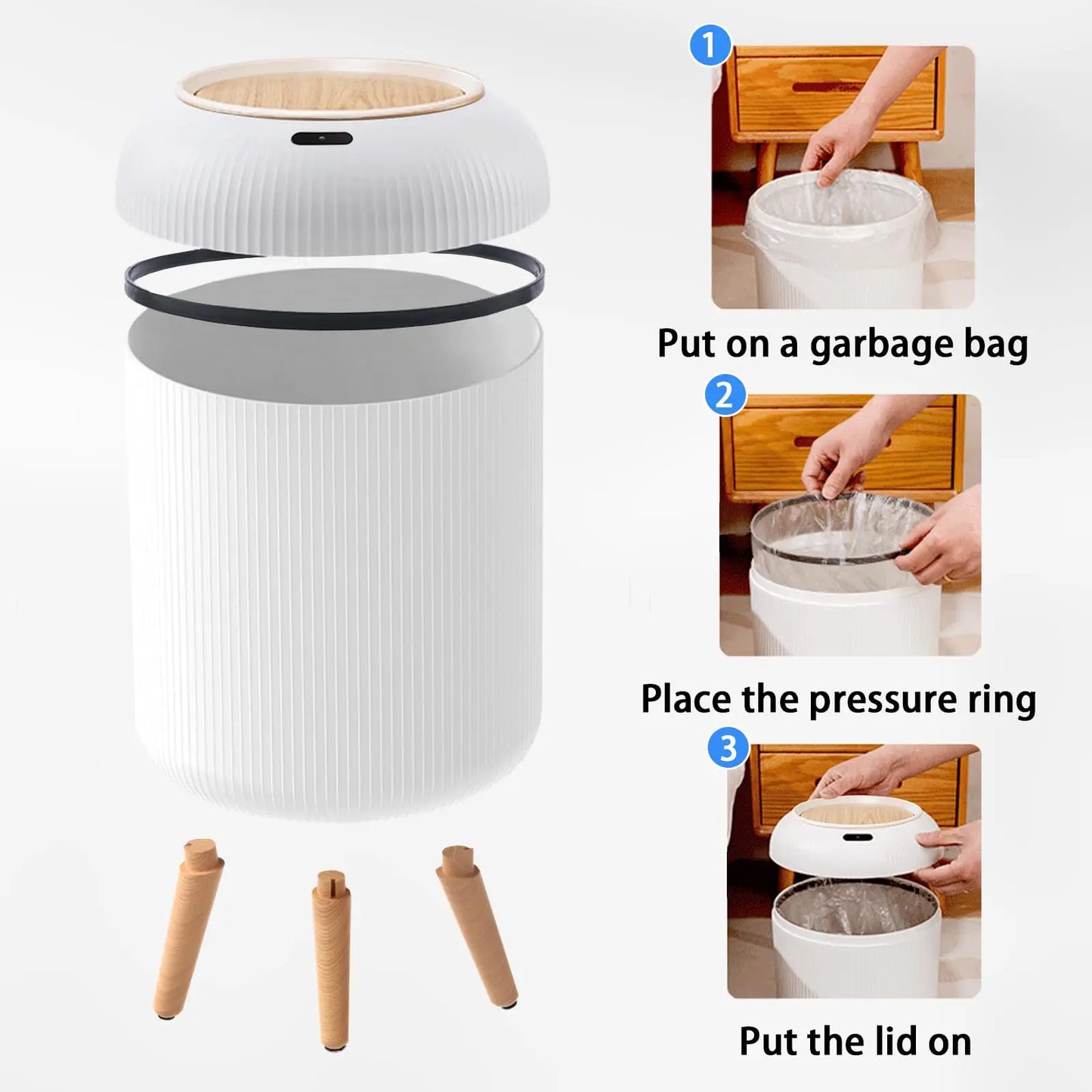 Automatic Trash Can with Lid, Small Plastic Smart