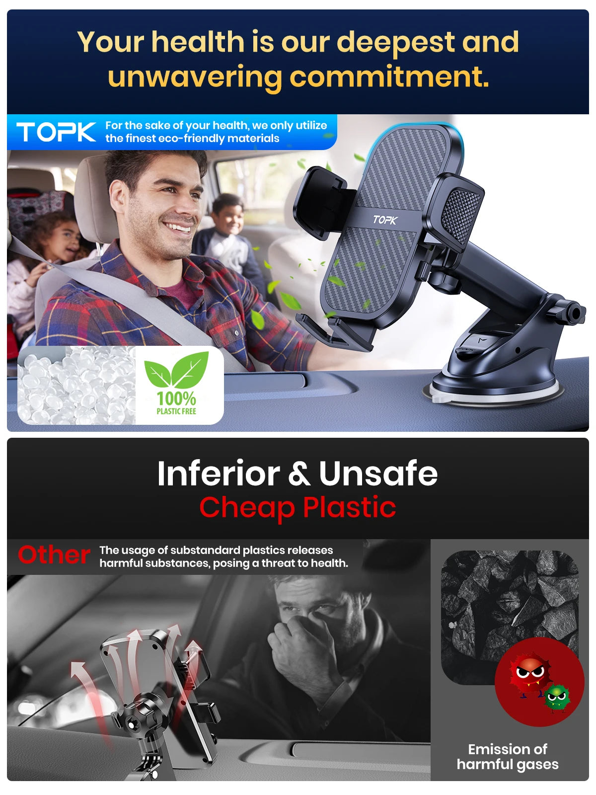TOPK Car Phone Holder Super Stable Car Phone