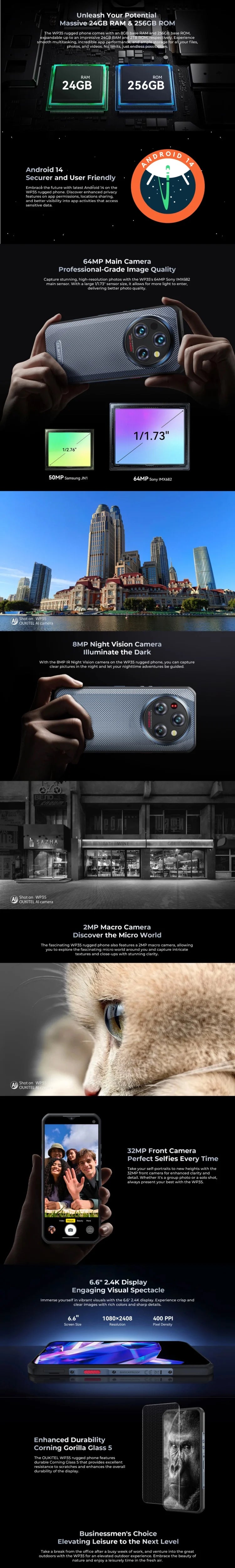Oukitel WP35 5G Rugged Smartphone 11000 mAh 24GB+256GB