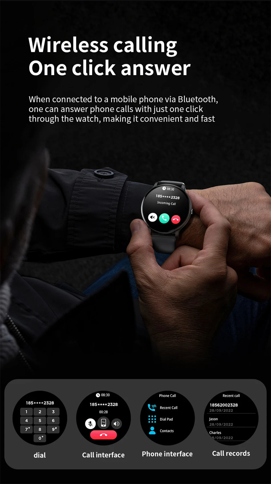 2025 New Smart Watch Women Men Bluetooth Call