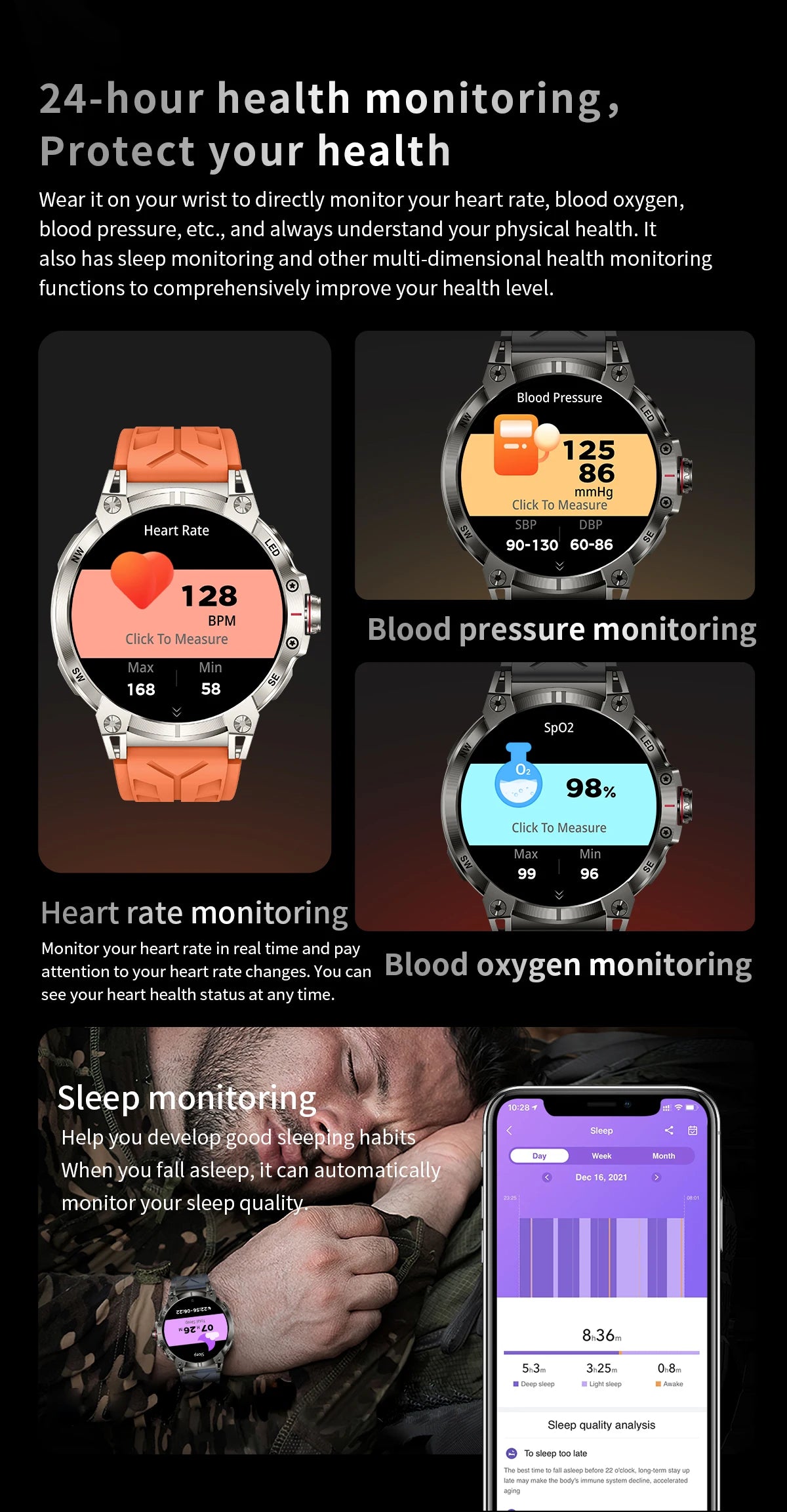 LIGE 760mAh Large Battery Outdoor Smart Watch Men